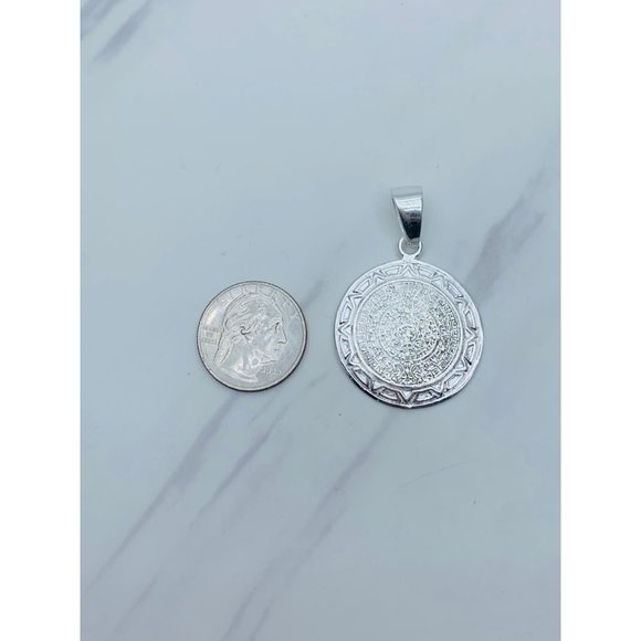 ❤️ 925 Sterling Silver Pendant Mexican Aztec Calendar - Picture 4 of 5